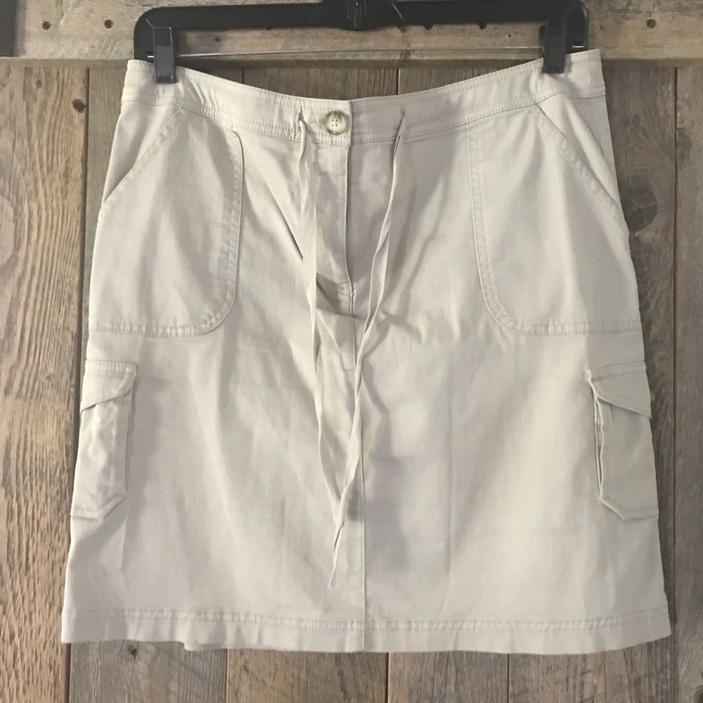 Women’s 14 Regular LL BEAN Favorite Fit Khaki Drawstring 6-Pocket Cargo Skirt